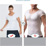 Men's Body Shaper Compression T-Shirt – Padded Chest & Shoulder Shaper