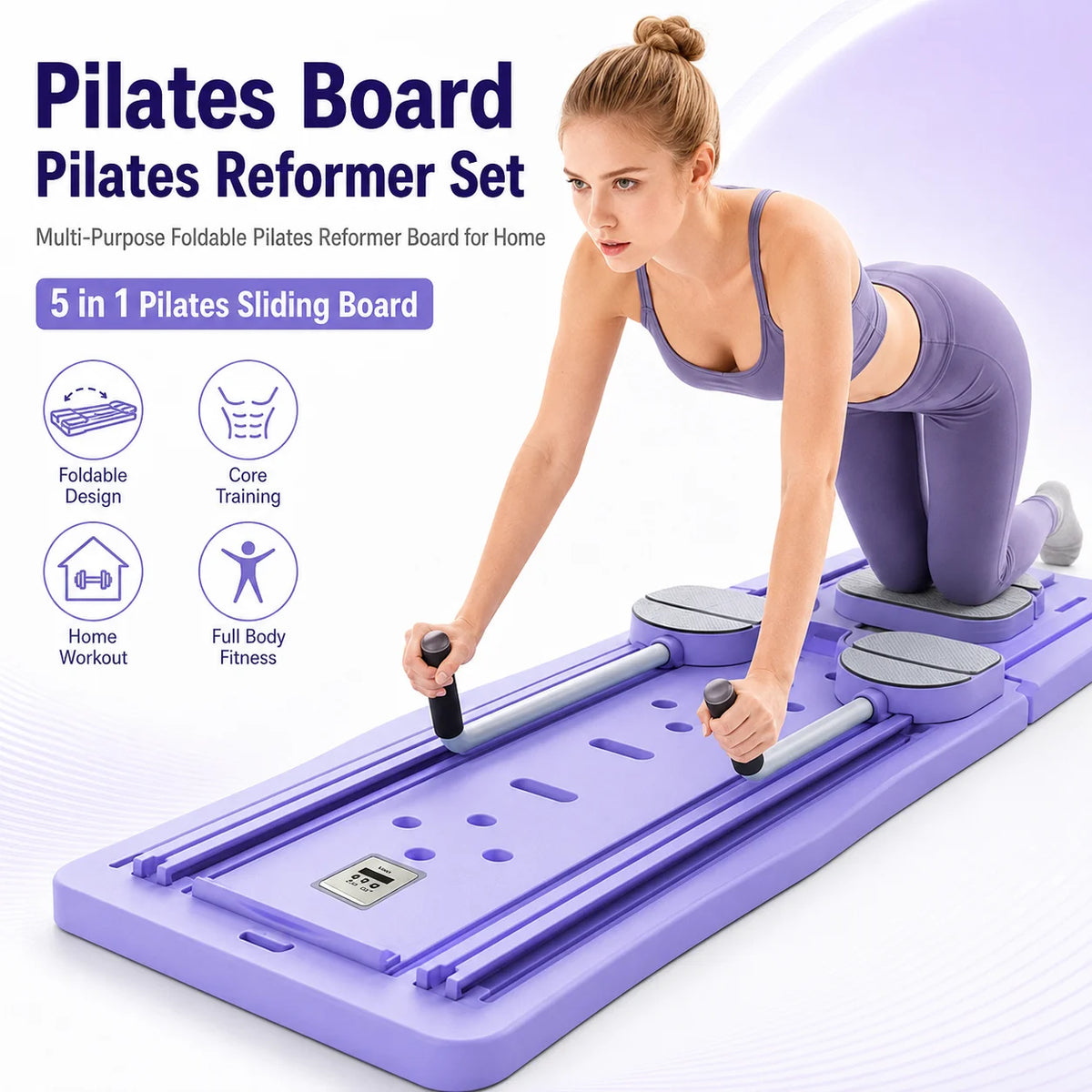 5-in-1 Foldable Pilates Reformer Board for Home Workouts